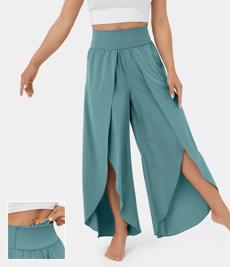 High Waisted Split Wide Leg Quick Dry Casual Pants