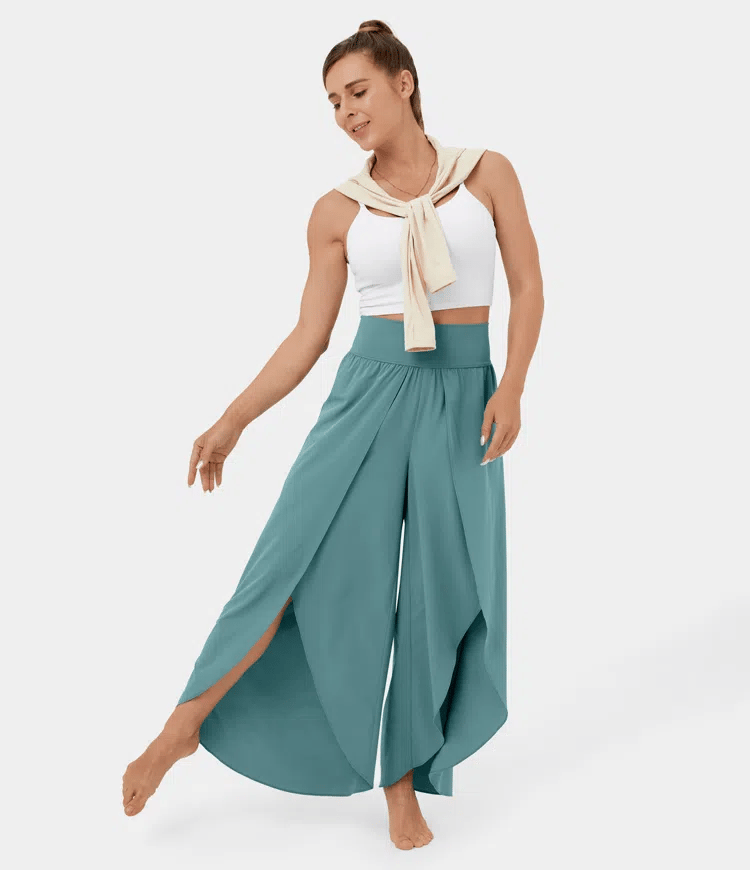 High Waisted Split Wide Leg Quick Dry Casual Pants