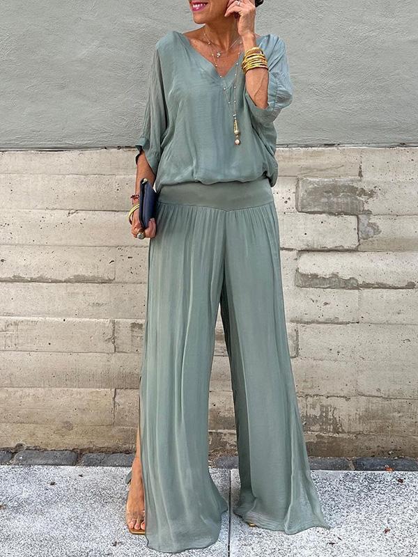 Elegant Chiffon Wide-Leg Pants Two-Piece Set(BUY 2 FREE SHIPPING)